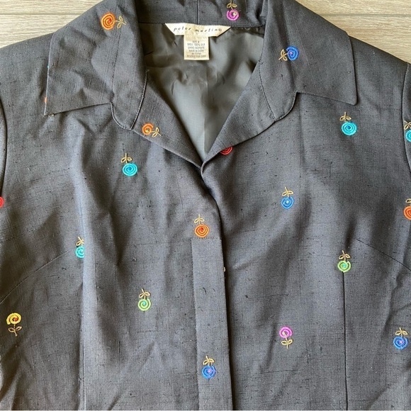 Vintage Peter Martin Pure Silk Floral Embroidered Blazer - Picture 7 of 16